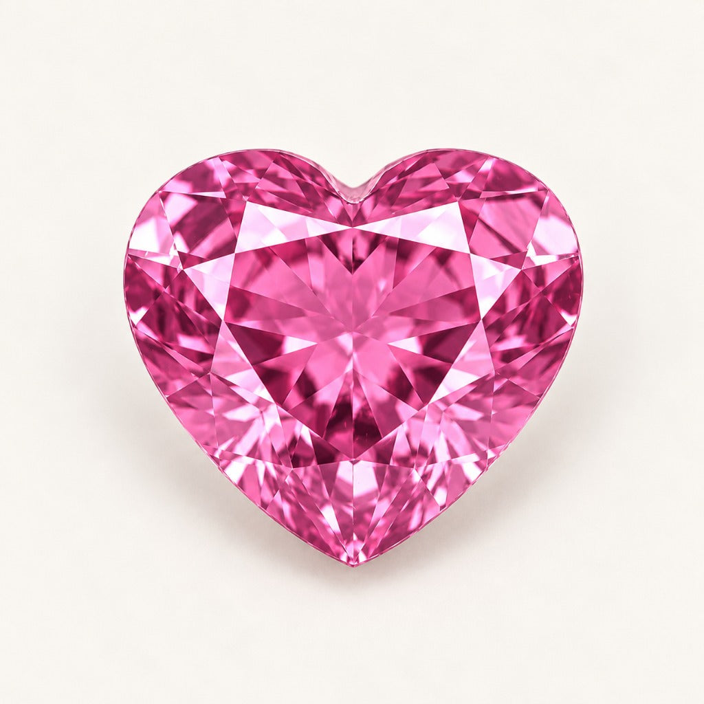 Pink lab-grown sapphire, heart cut