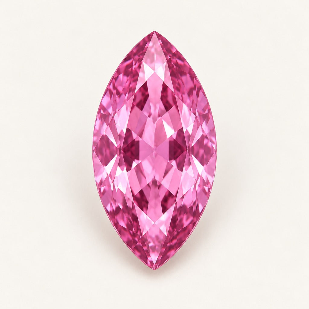 Pink lab-grown sapphire, marquise cut
