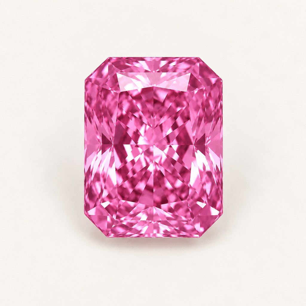 Pink lab-grown sapphire, radiant cut