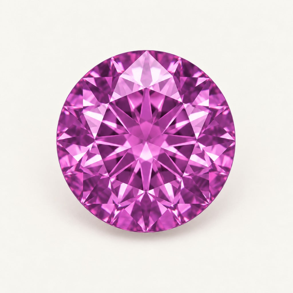 Pinkish-purple lab-grown sapphire, round cut