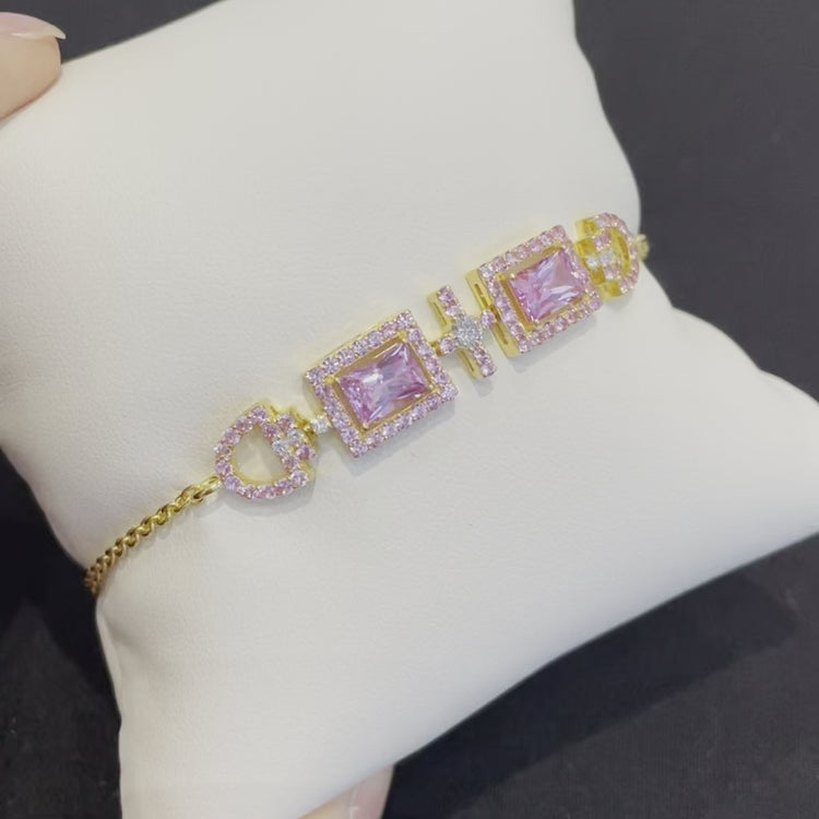 Juvetti Jewellery London Ciceris Gold Bracelet Pink Sapphire and Diamond Online