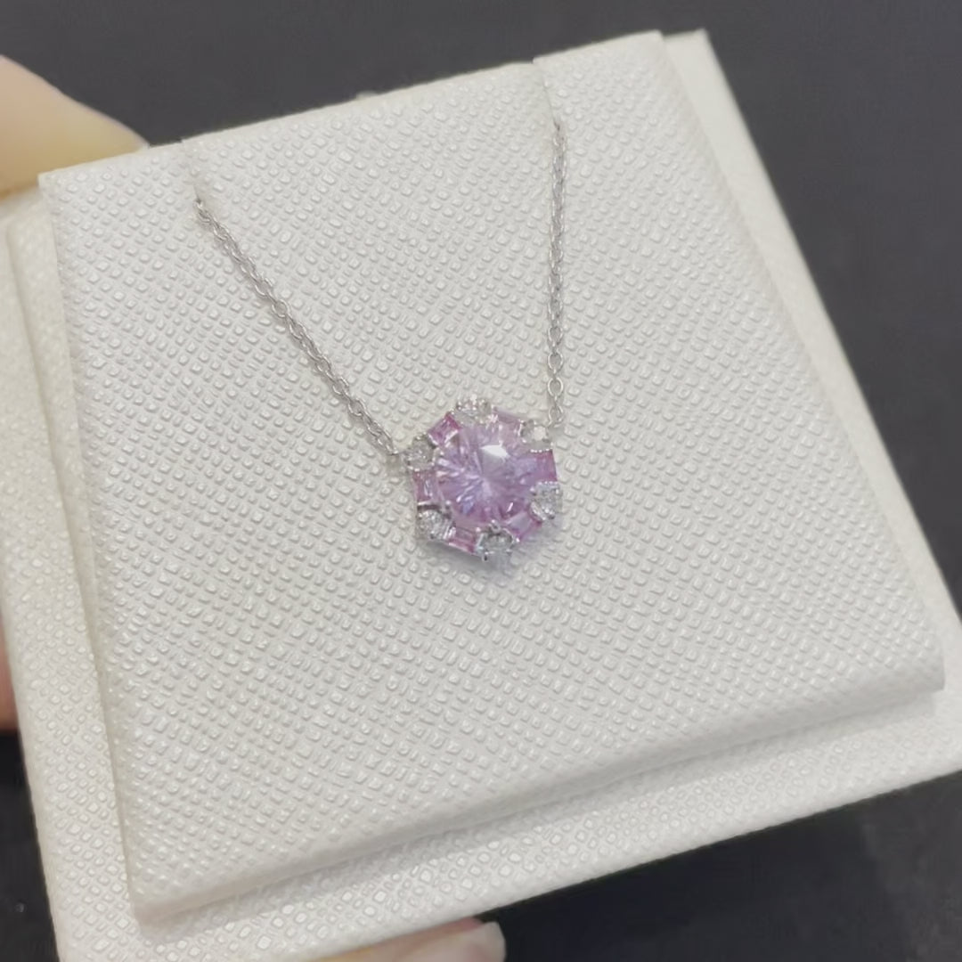 Melba white gold necklace set with Pink sapphire and Diamond Best London Jewellery Store