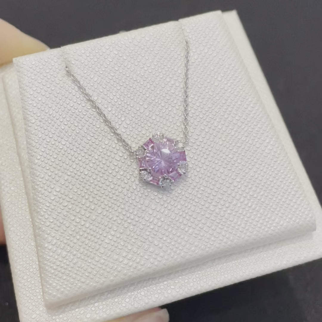 Melba necklace in Pink sapphire and Diamond set in White gold