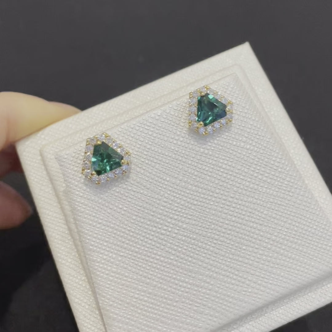 Diana Gold Earrings Emerald and Diamond Online Affordable Bespoke Jewelry