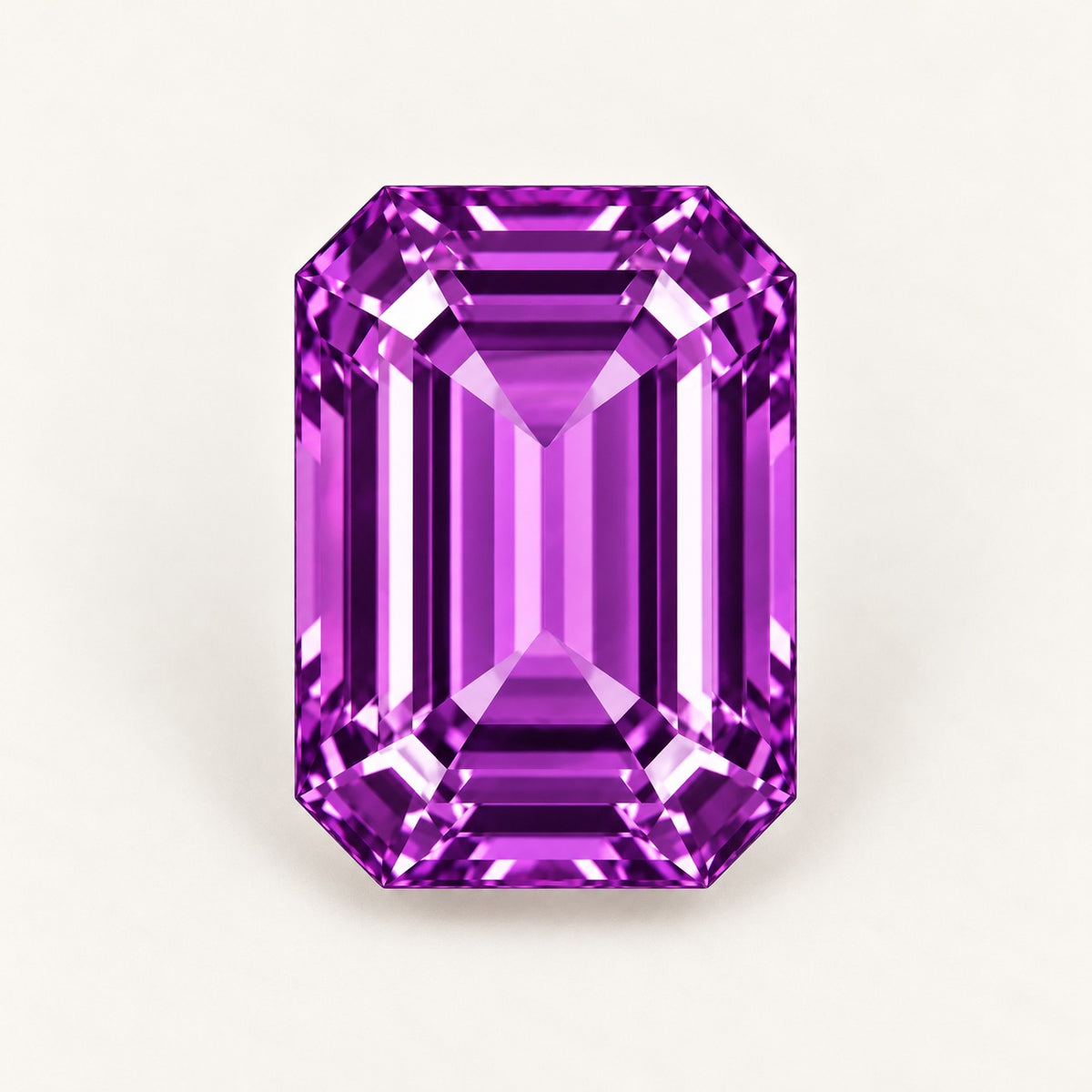 Purple lab-grown spinel, emerald cut