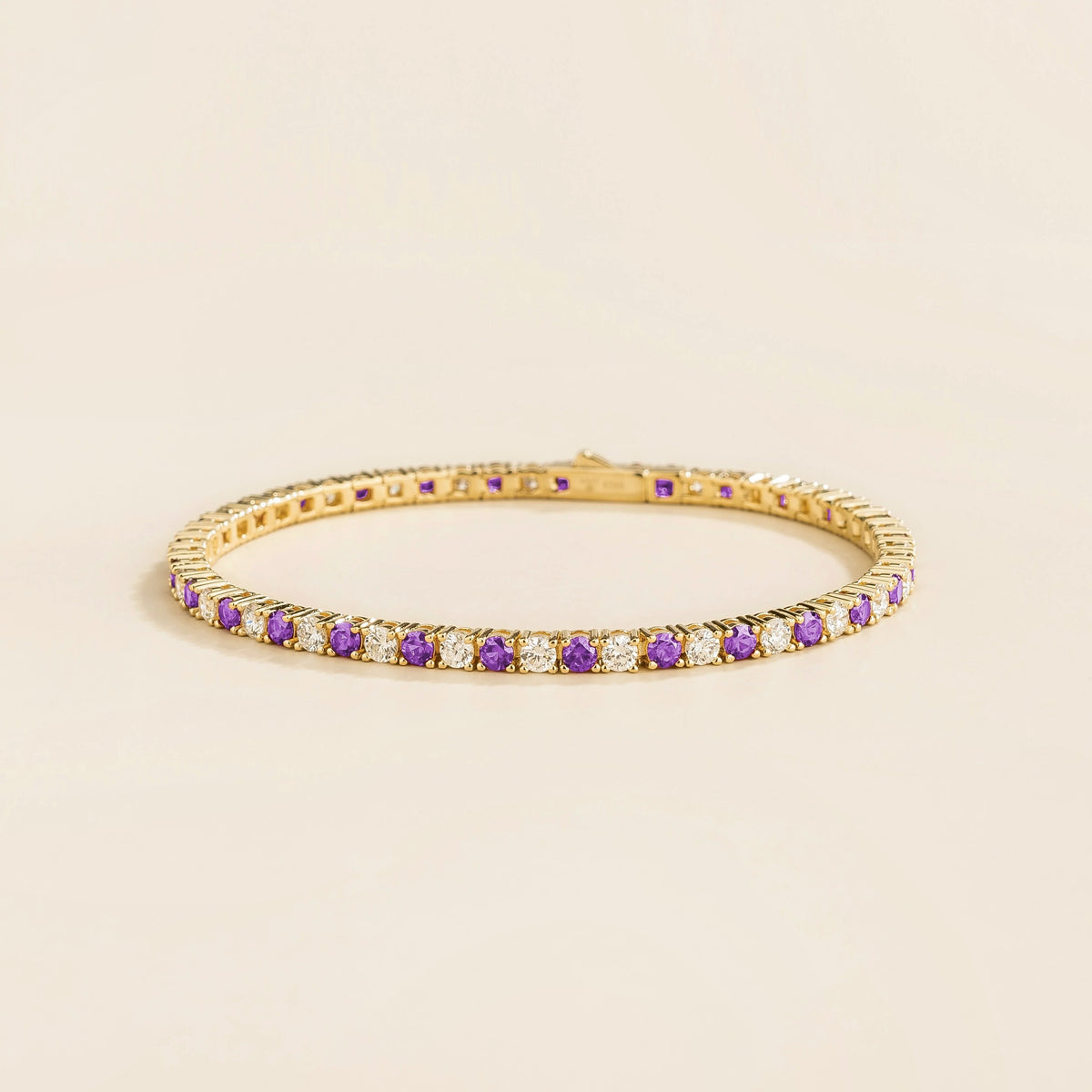 Stacy Purple Sapphire & Diamond Tennis Bracelet in Gold