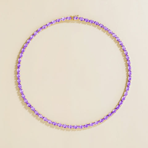 Salto Purple Sapphire Oval Tennis Necklace in Gold Salto oval purple sapphire tennis necklace in gold