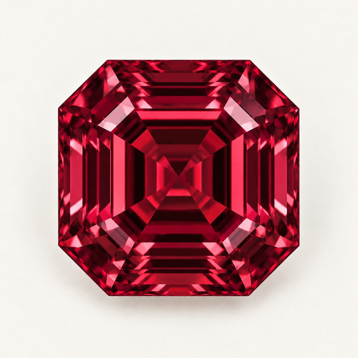 Red lab-grown spinel, asscher cut