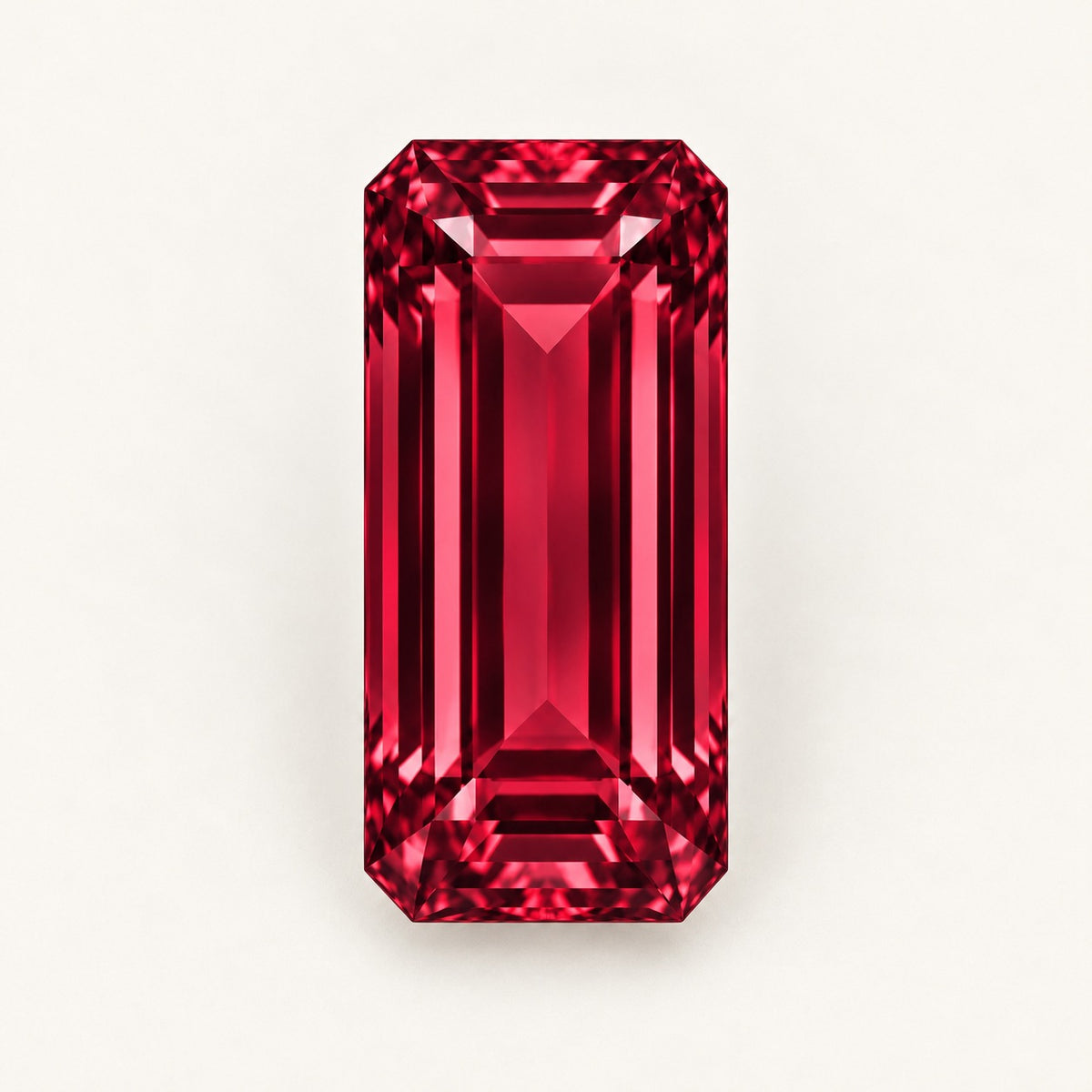 Red lab-grown spinel, baguette cut