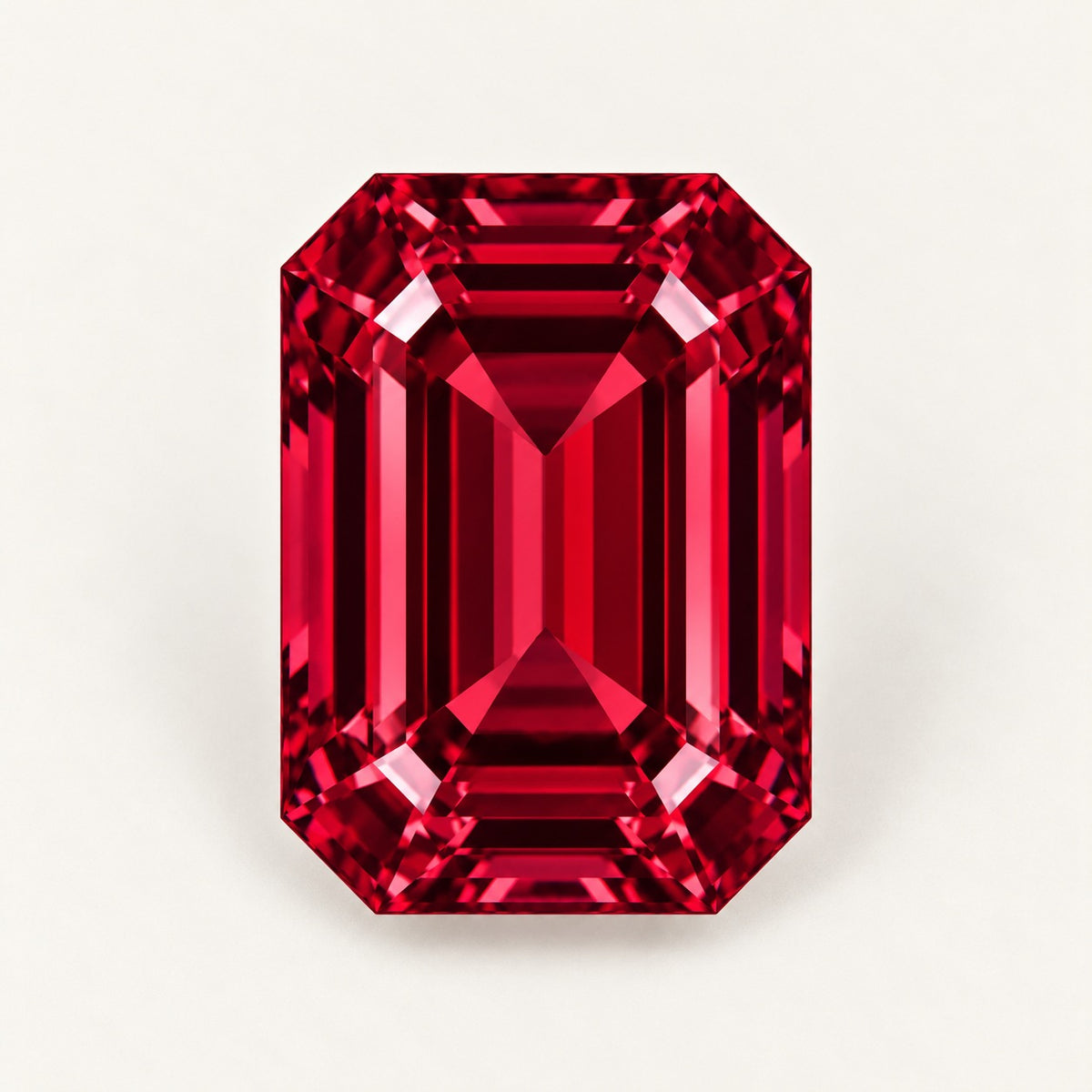 Red lab-grown spinel, emerald cut