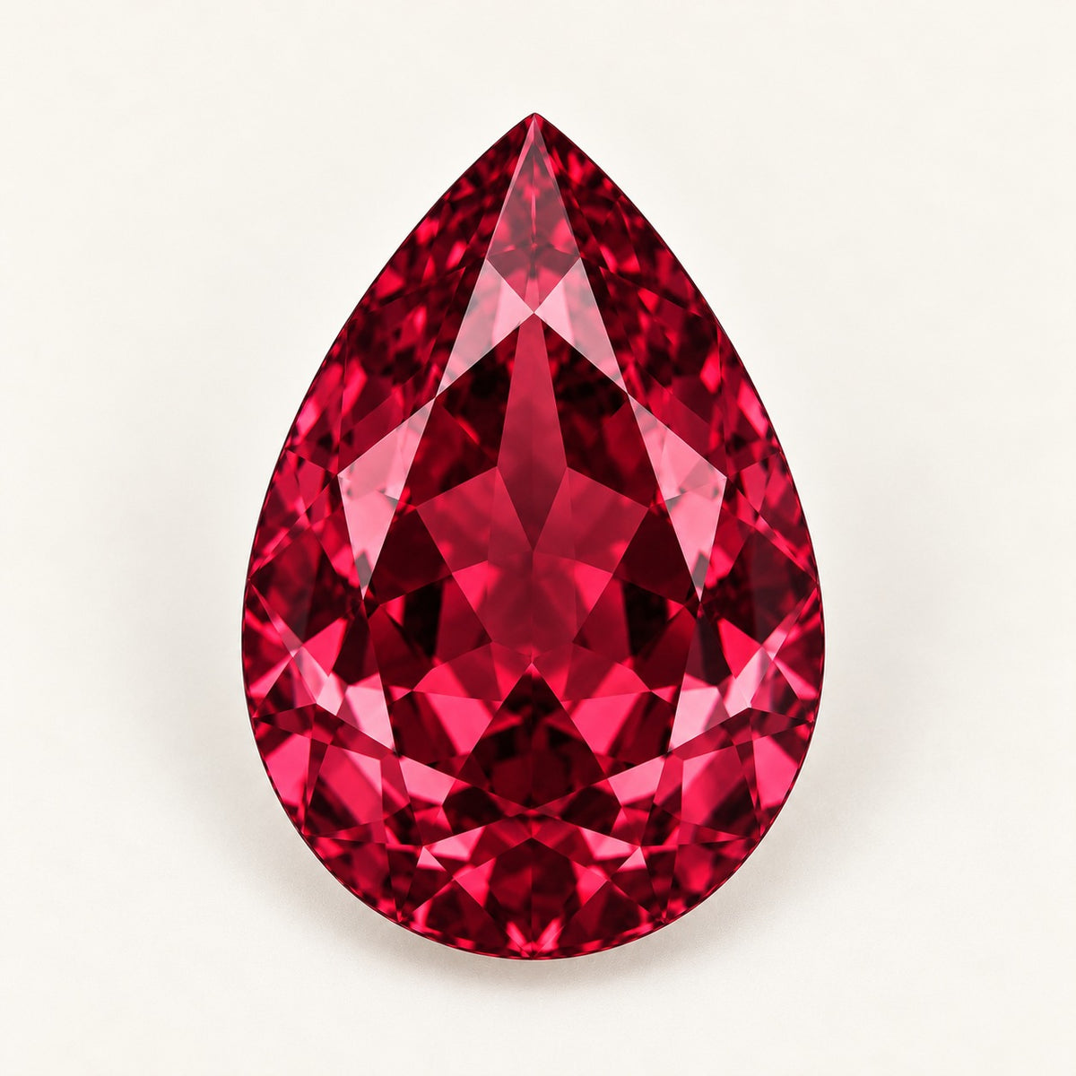 Red lab-grown spinel, pear cut