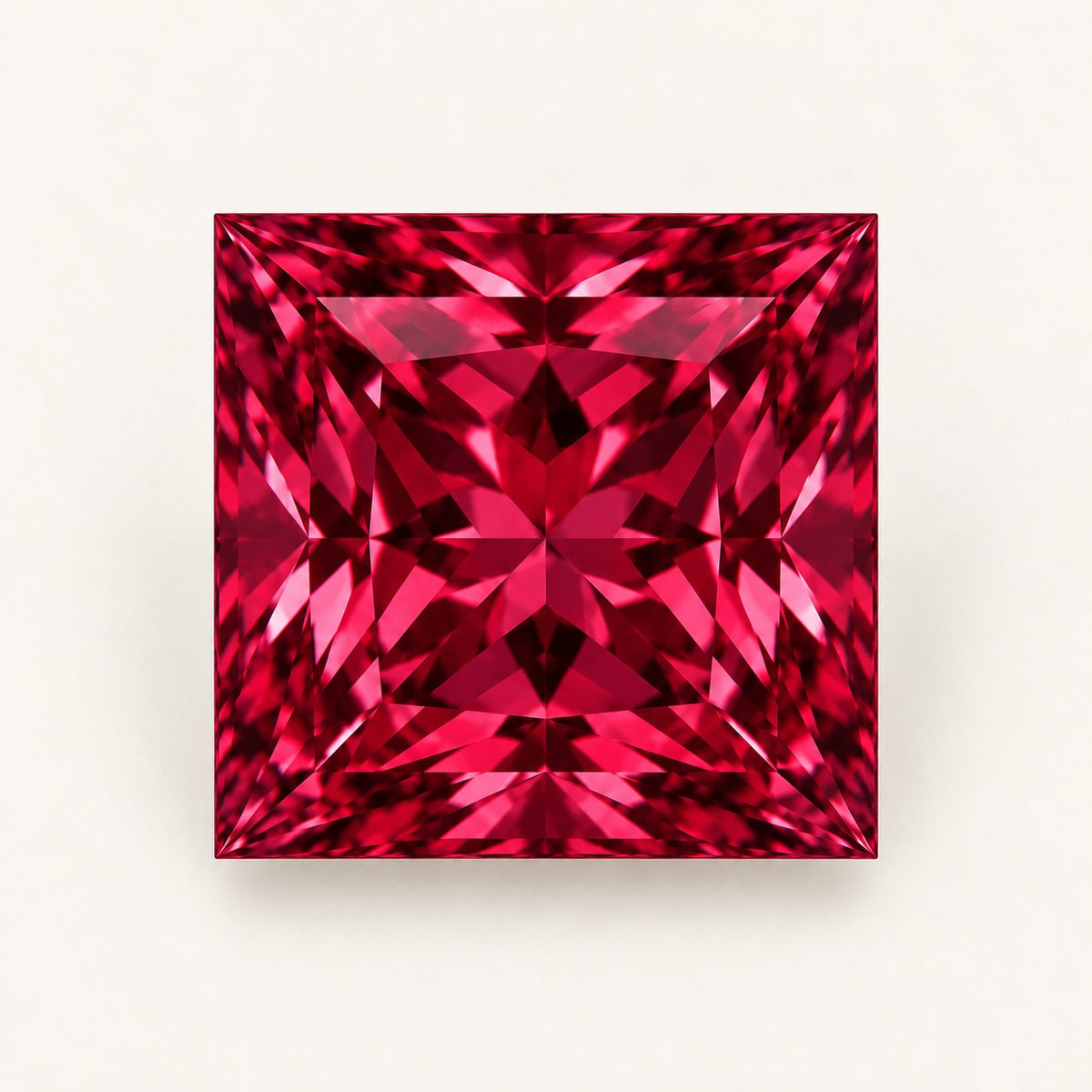 Red lab-grown spinel, princess cut