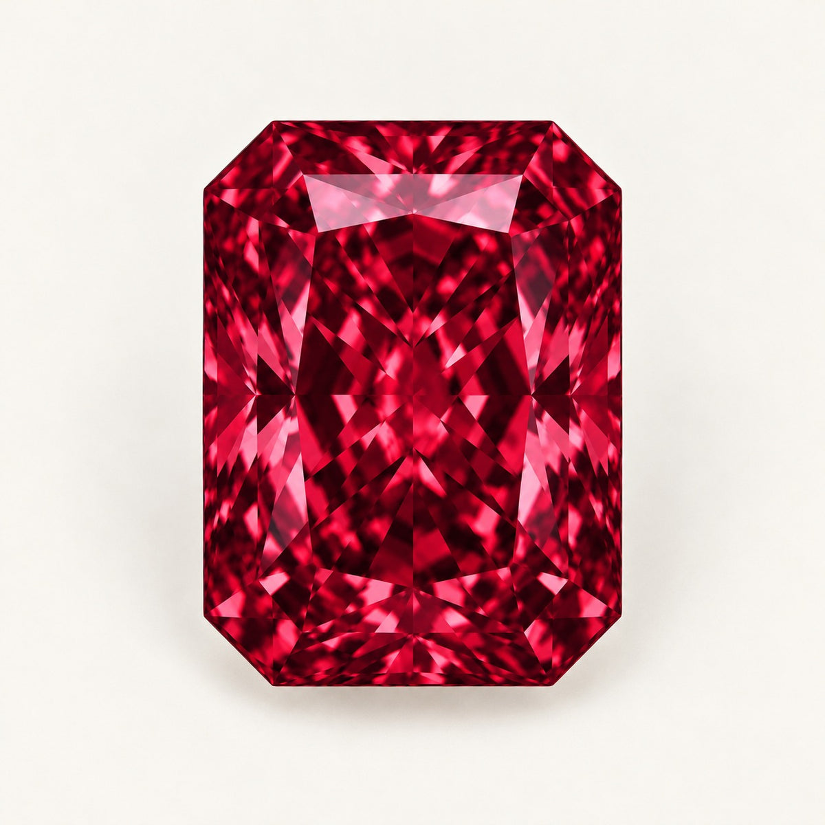 Red lab-grown spinel, radiant cut