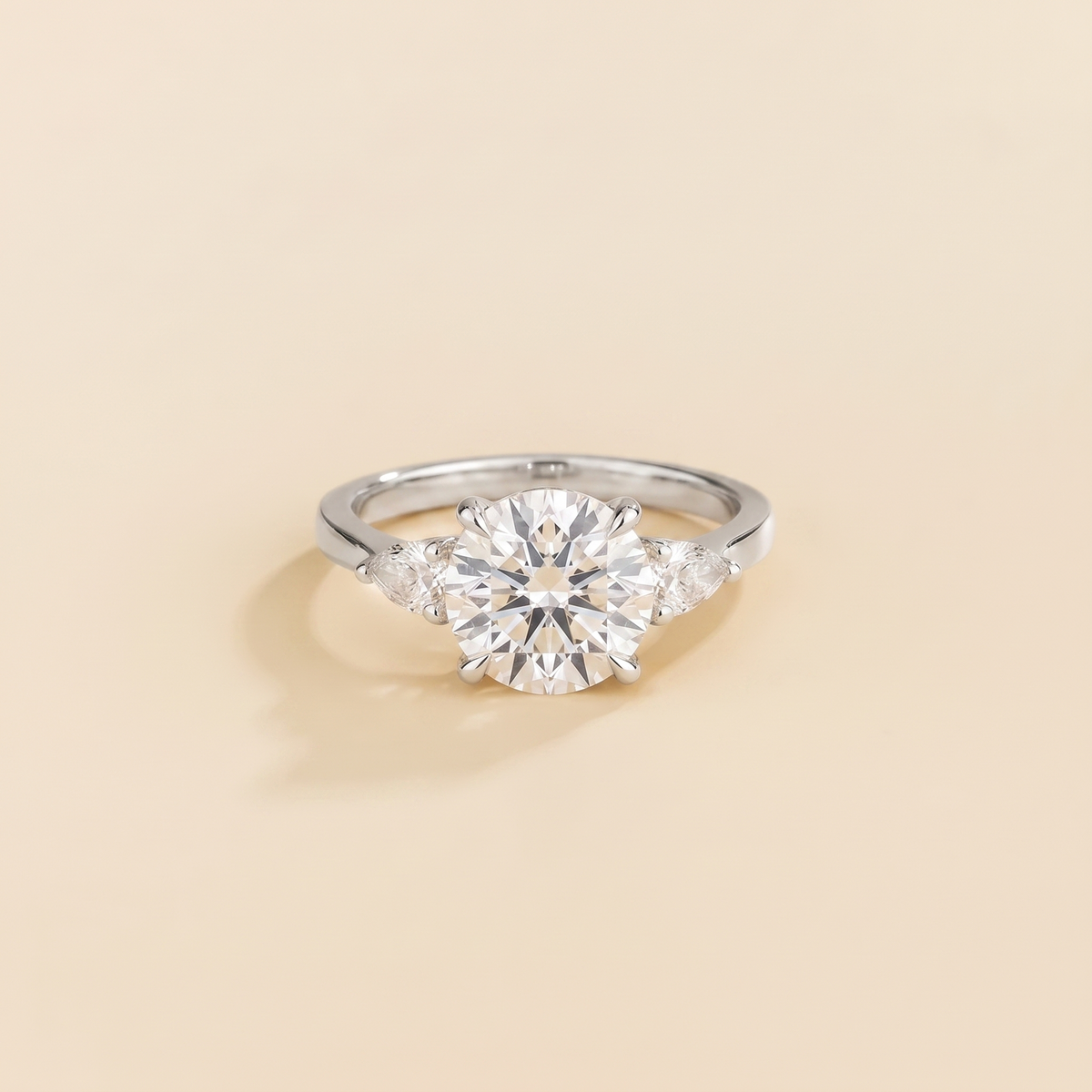 Rosey Round-Cut Lab-Grown Diamond Engagement Ring in White Gold – front view