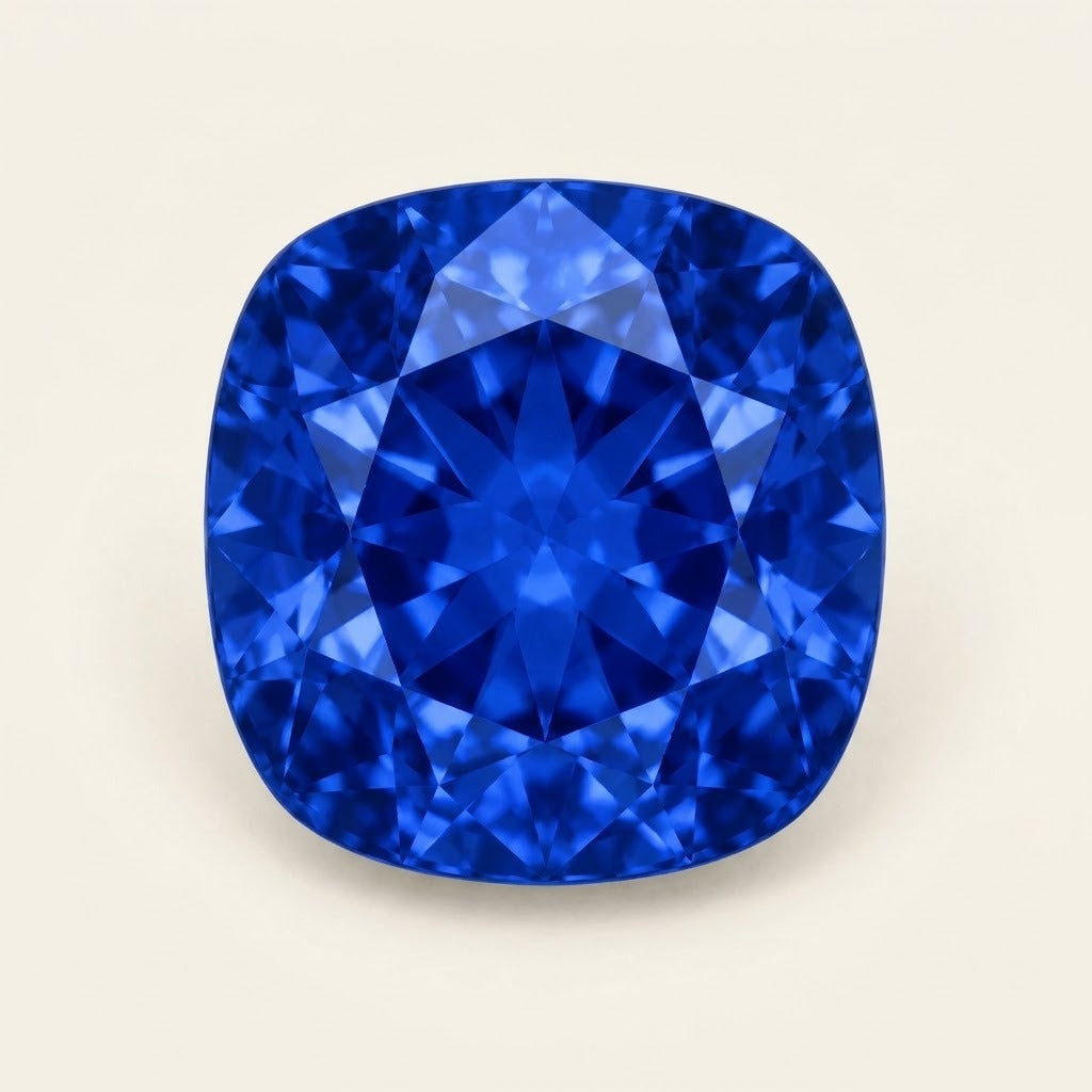 Royal blue lab-grown sapphire, cushion cut