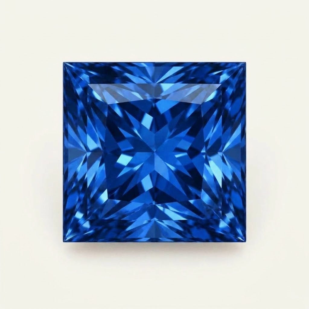 Royal blue lab-grown sapphire, princess cut