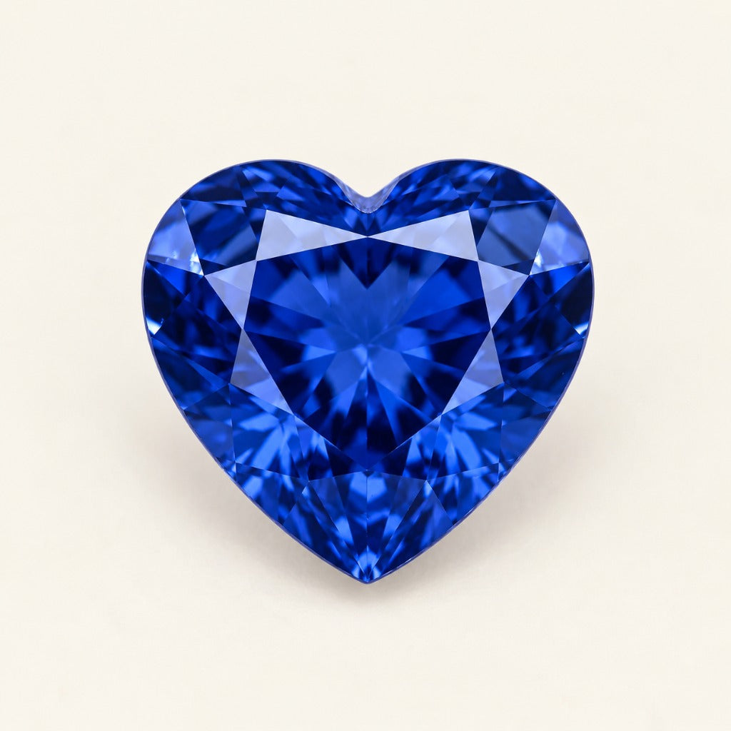Royal blue lab-grown sapphire, heart cut