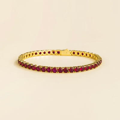 Stacy Ruby Round Tennis Bracelet in Gold