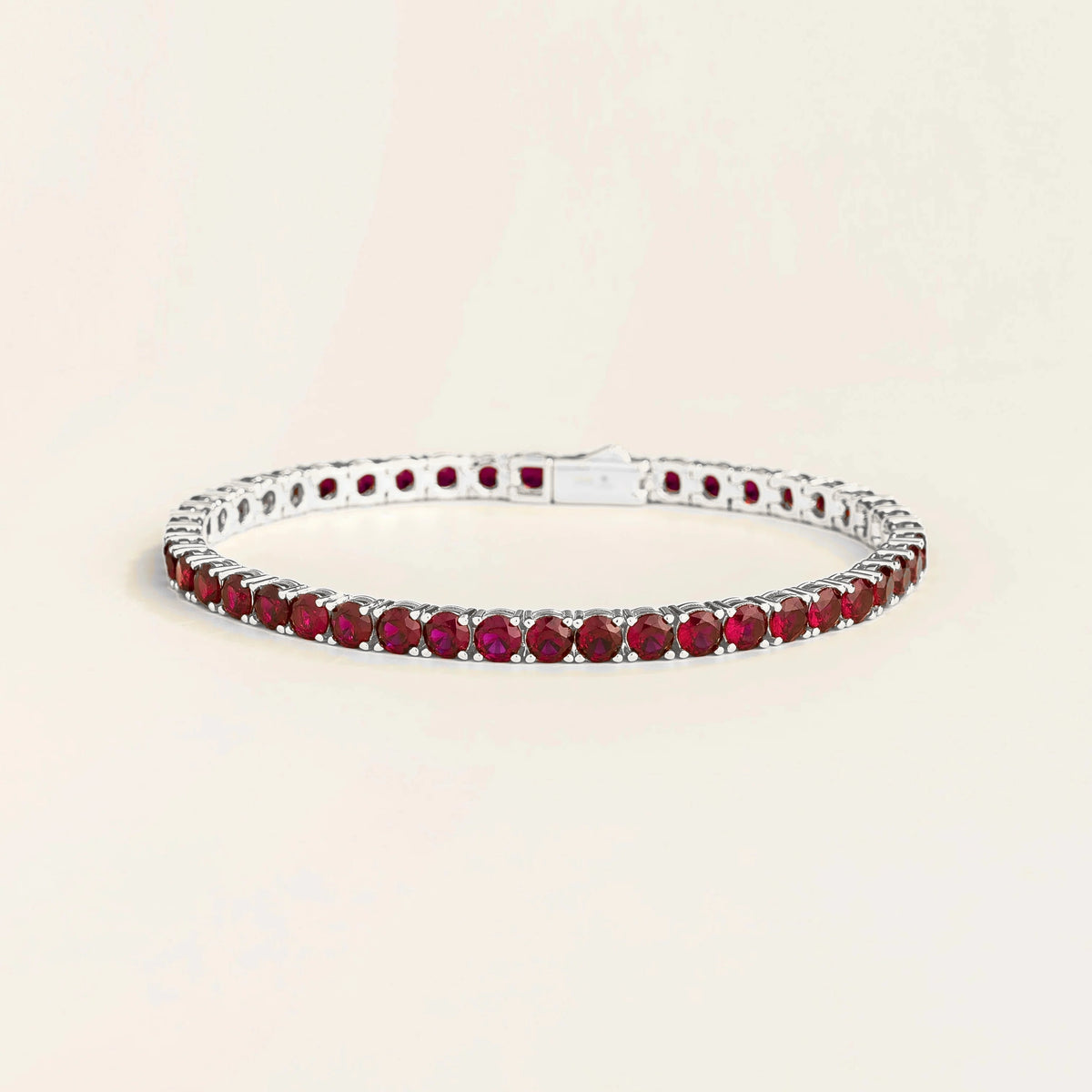 Stacy White Gold Tennis Bracelet Set With Ruby