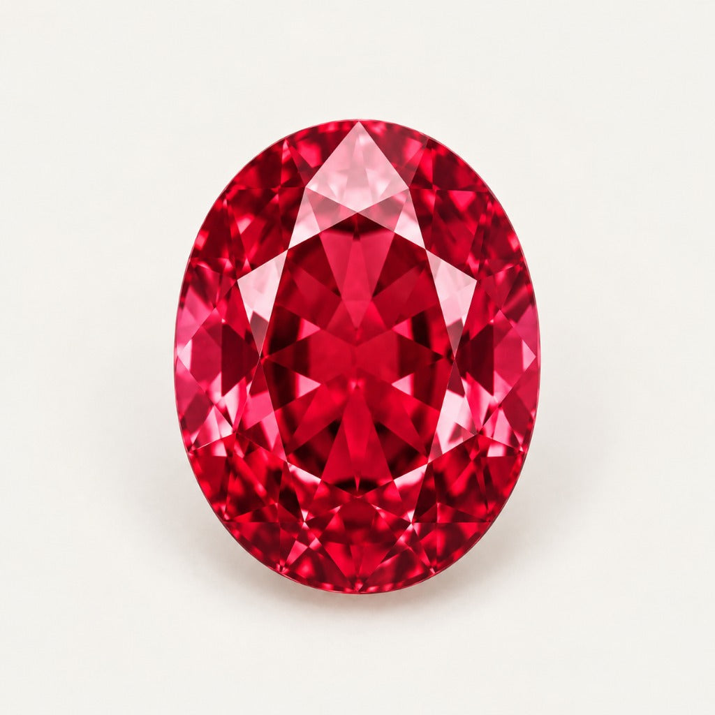 Lab-grown ruby, oval cut