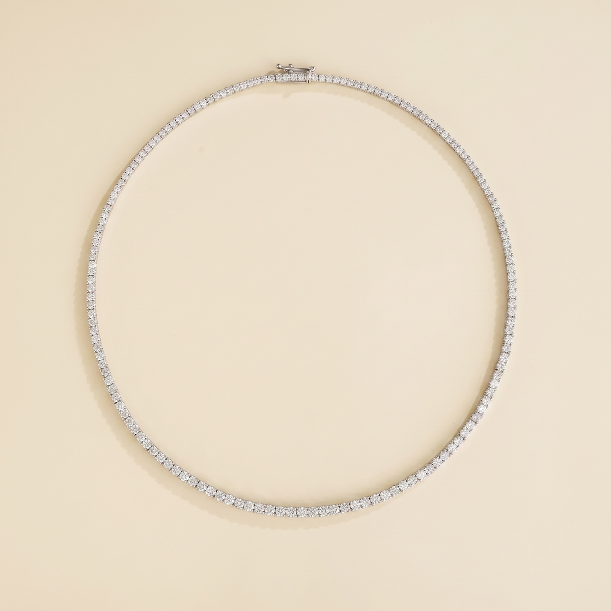 Stacy diamond round tennis necklace in white gold