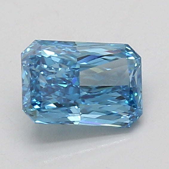 1.05ct Radiant lab-grown diamond, Fancy Vivid Blue, VVS2 – 360° view
