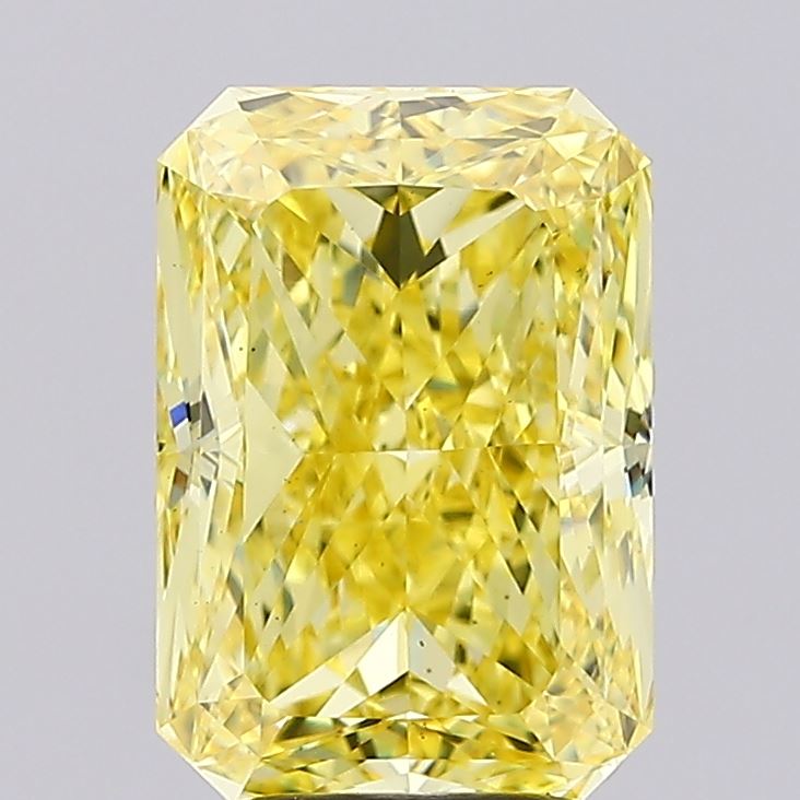 4.54ct Radiant lab-grown diamond, Fancy Intense Yellow, VS1 – 360° view