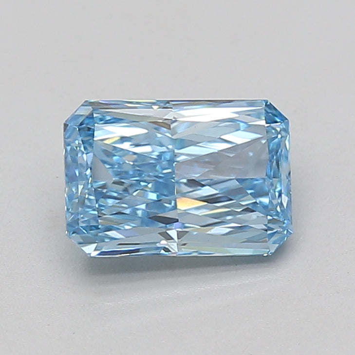 1.55ct Radiant lab-grown diamond, Fancy Vivid Blue, VS1 – 360° view