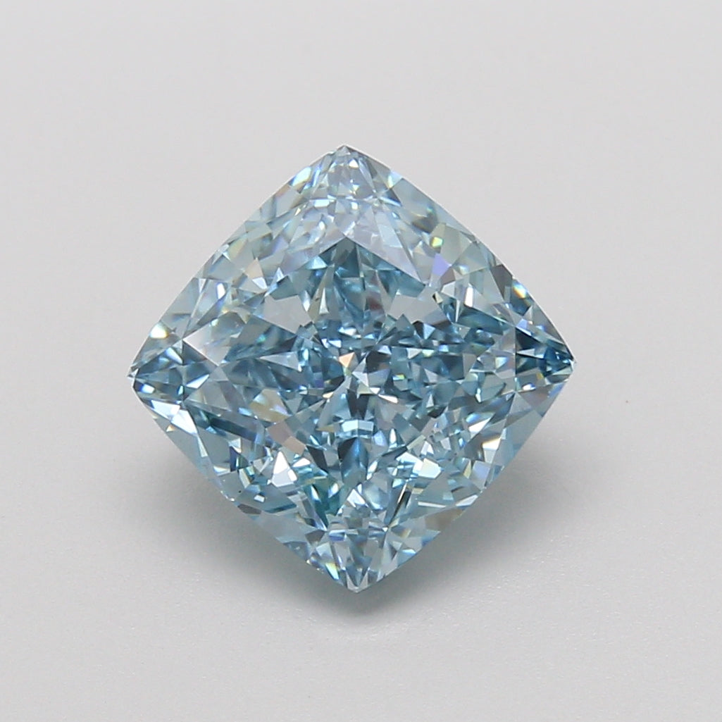 4.04ct Cushion lab-grown diamond, Fancy Vivid Blue, VS1 – 360° view