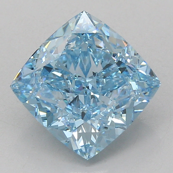 4.09ct Cushion lab-grown diamond, Fancy Vivid Blue, VVS2 – 360° view