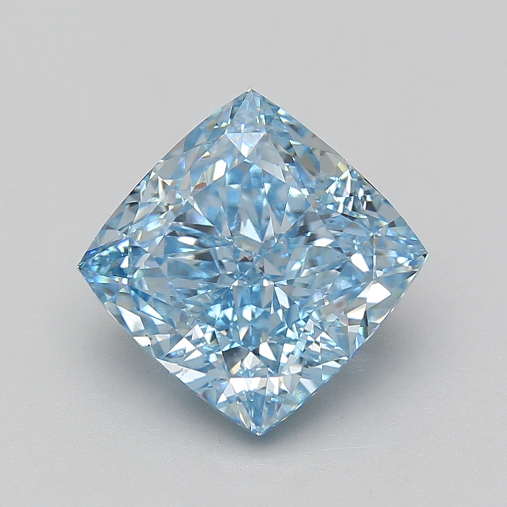 5.04ct Cushion lab-grown diamond, Fancy Vivid Blue, VS1 – 360° view