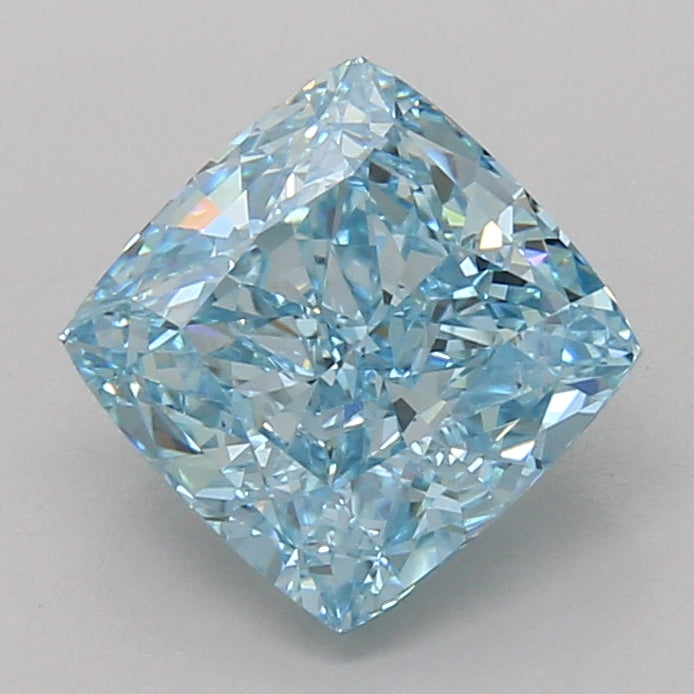 3.08ct Cushion lab-grown diamond, Fancy Vivid Blue, VS1 – 360° view
