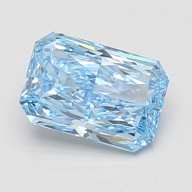 1.54ct Radiant lab-grown diamond, Fancy Vivid Blue, VS1 – 360° view