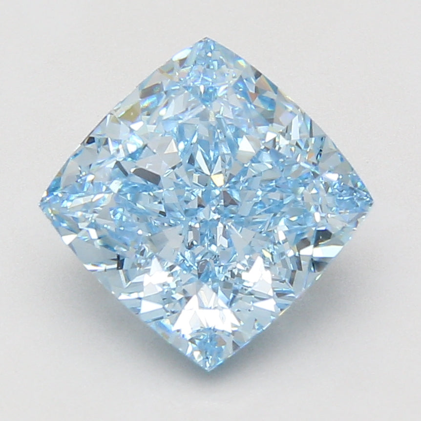 5.09ct Cushion lab-grown diamond, Fancy Vivid Blue, VS1 – 360° view