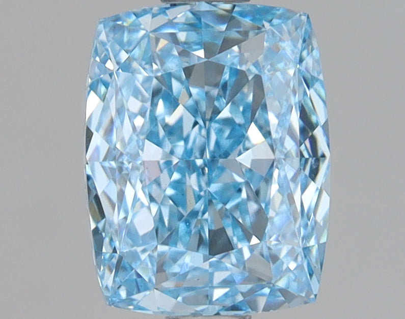 1.54ct Elongated Cushion lab-grown diamond, Fancy Vivid Blue, VVS2 – 360° view