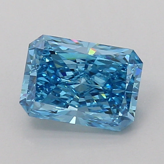 1.06ct Radiant lab-grown diamond, Fancy Vivid Blue, VS1 – 360° view