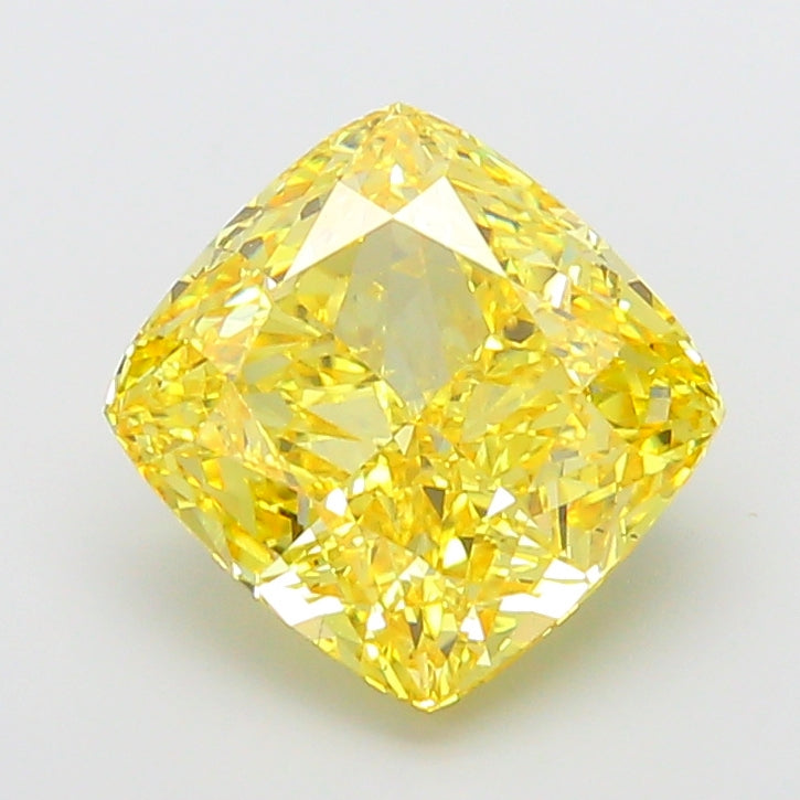 8.11ct Cushion lab-grown diamond, Fancy Vivid Yellow, VS1