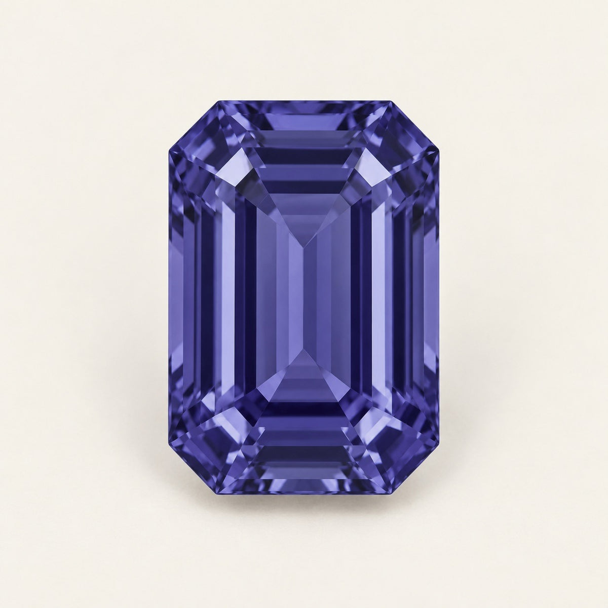 Violet blue lab-grown sapphire, emerald cut