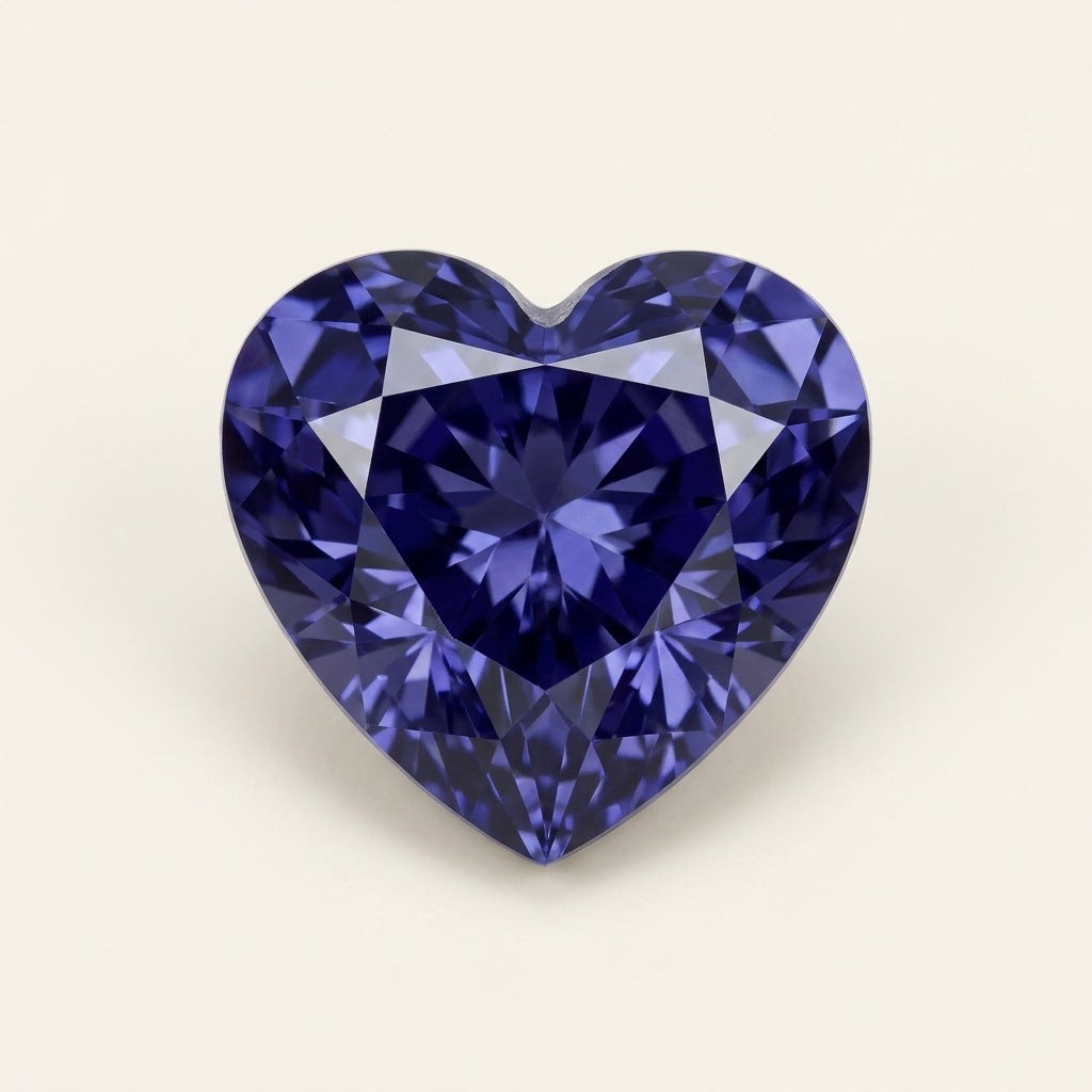Violet-blue lab-grown sapphire, heart cut