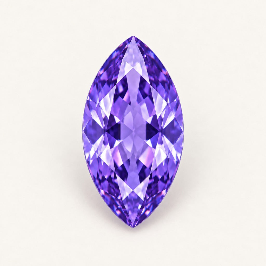 Violet lab-grown sapphire, marquise cut