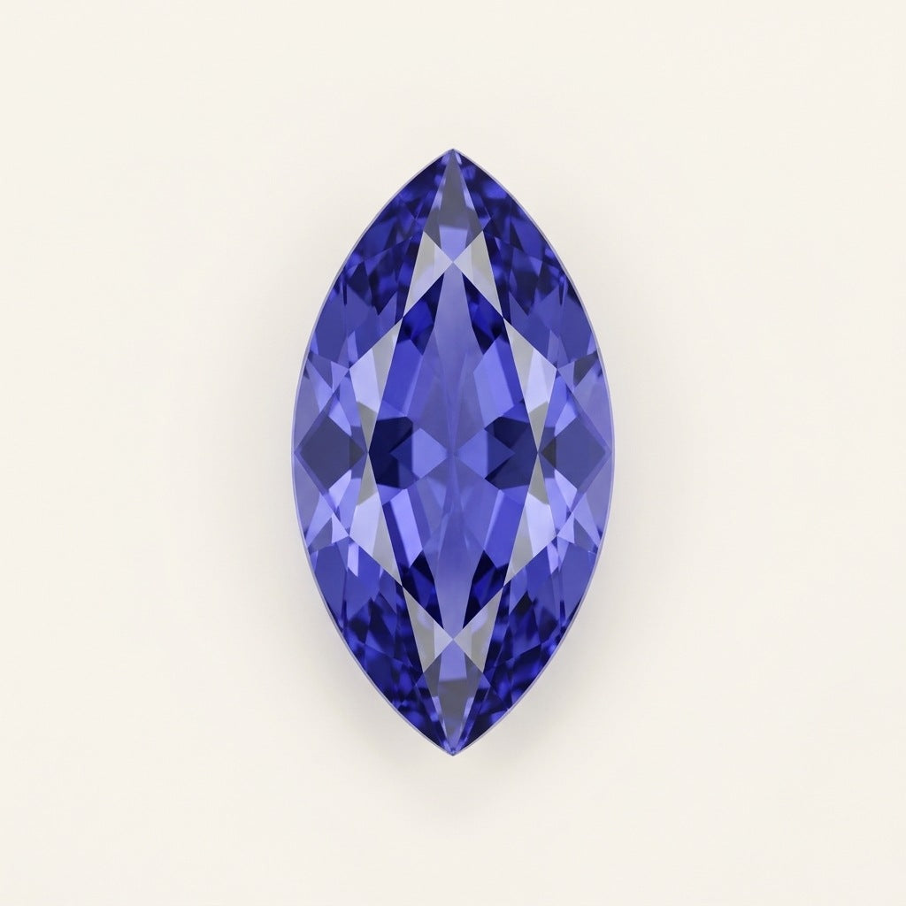 Violet-blue lab-grown sapphire, marquise cut