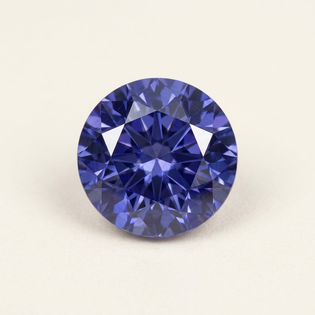 Violet-blue lab-grown sapphire, round cut