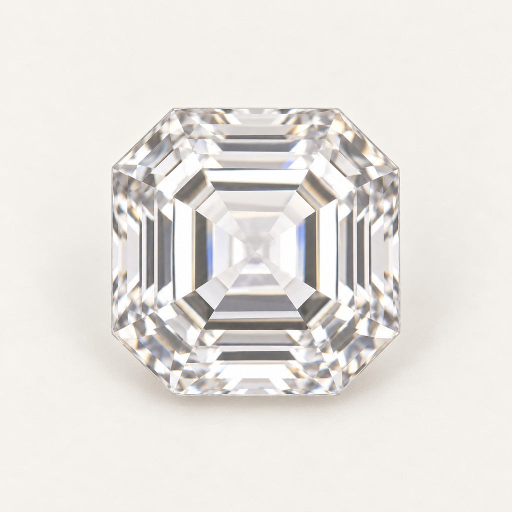 White lab-grown sapphire, asscher cut