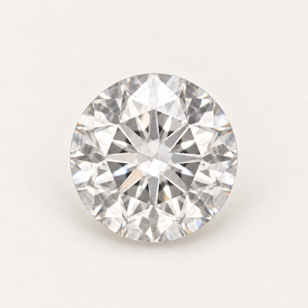 White lab-grown sapphire, round cut