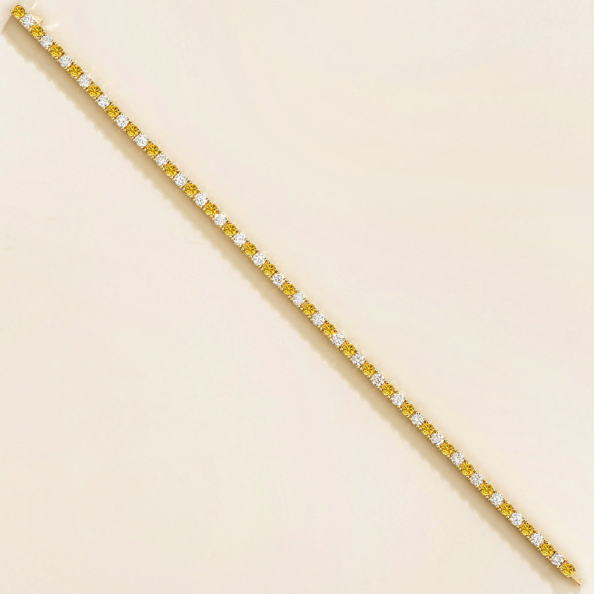 Stacy Yellow Sapphire & Diamond Tennis Bracelet in Gold – front view