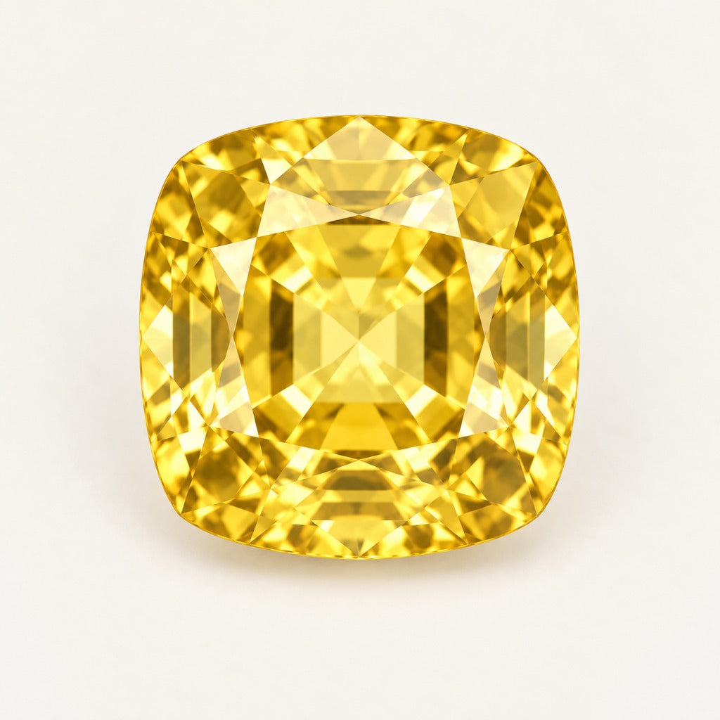 Yellow lab-grown sapphire, cushion cut