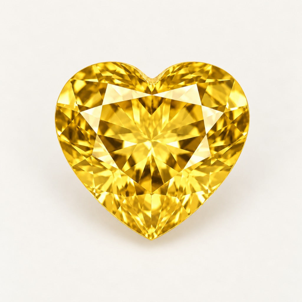 Yellow lab-grown sapphire, heart cut