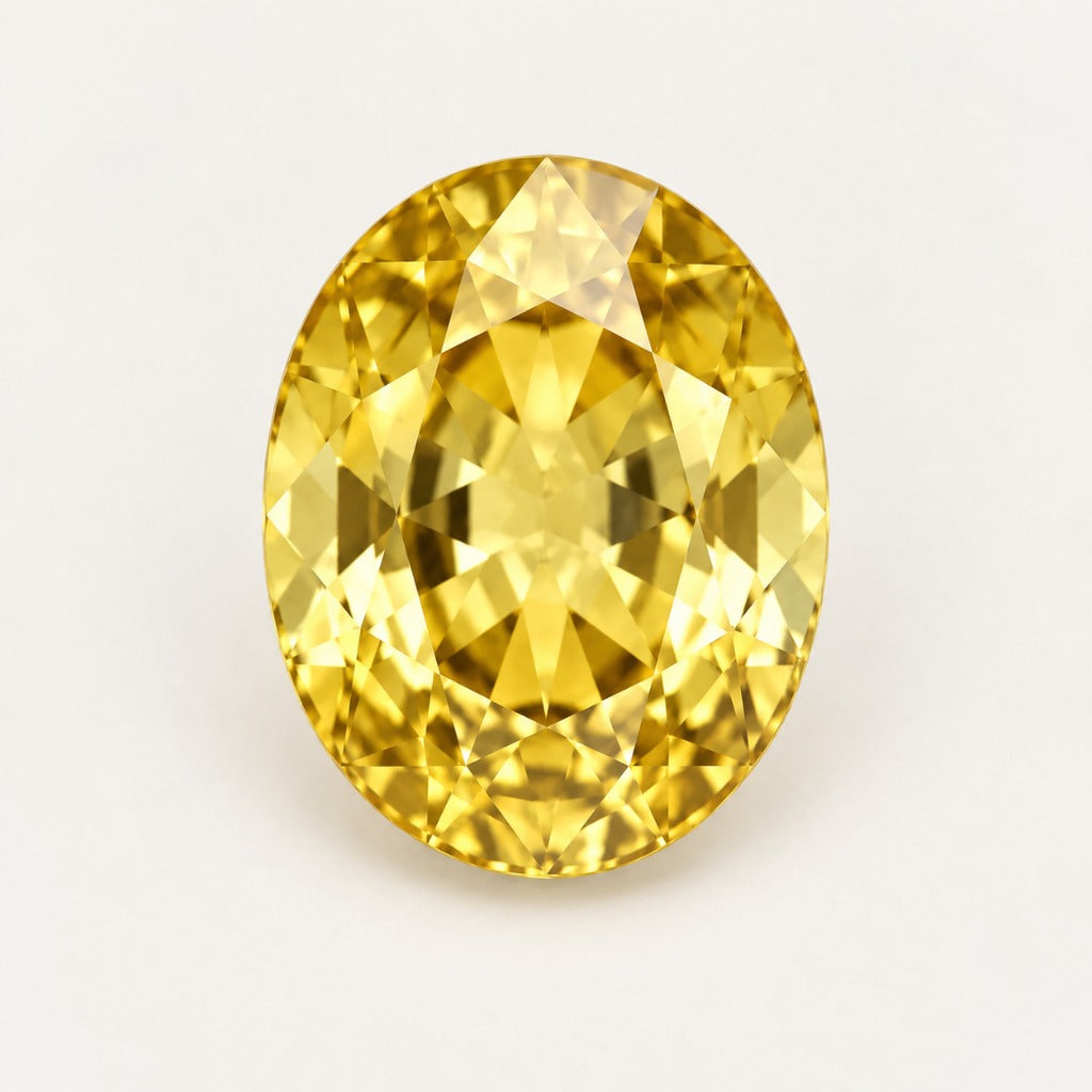 Yellow lab-grown sapphire, oval cut