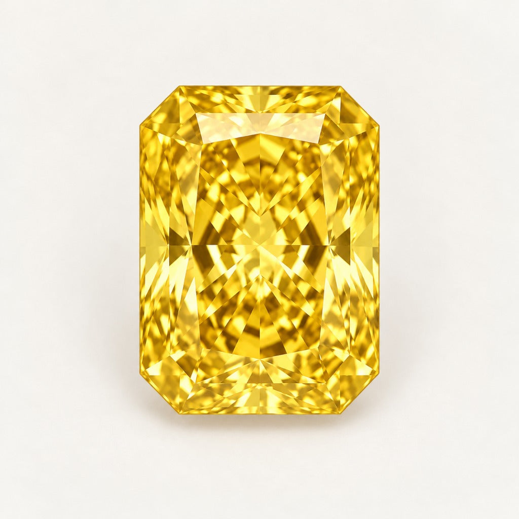 Yellow lab-grown sapphire, radiant cut