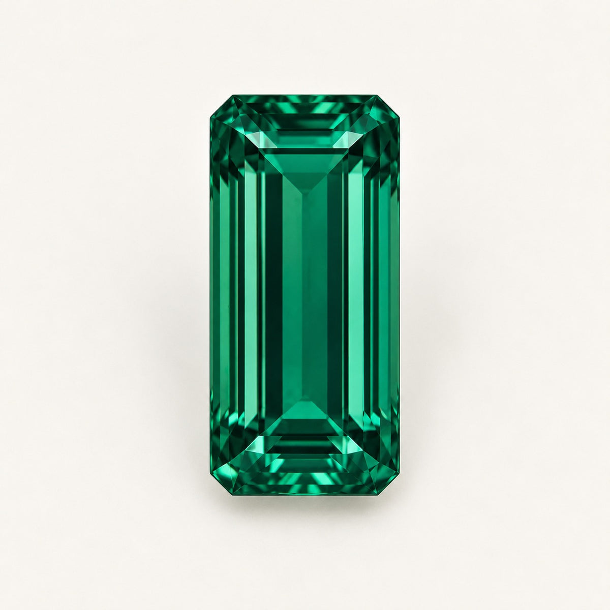 Zambian-colour lab-grown emerald, baguette cut